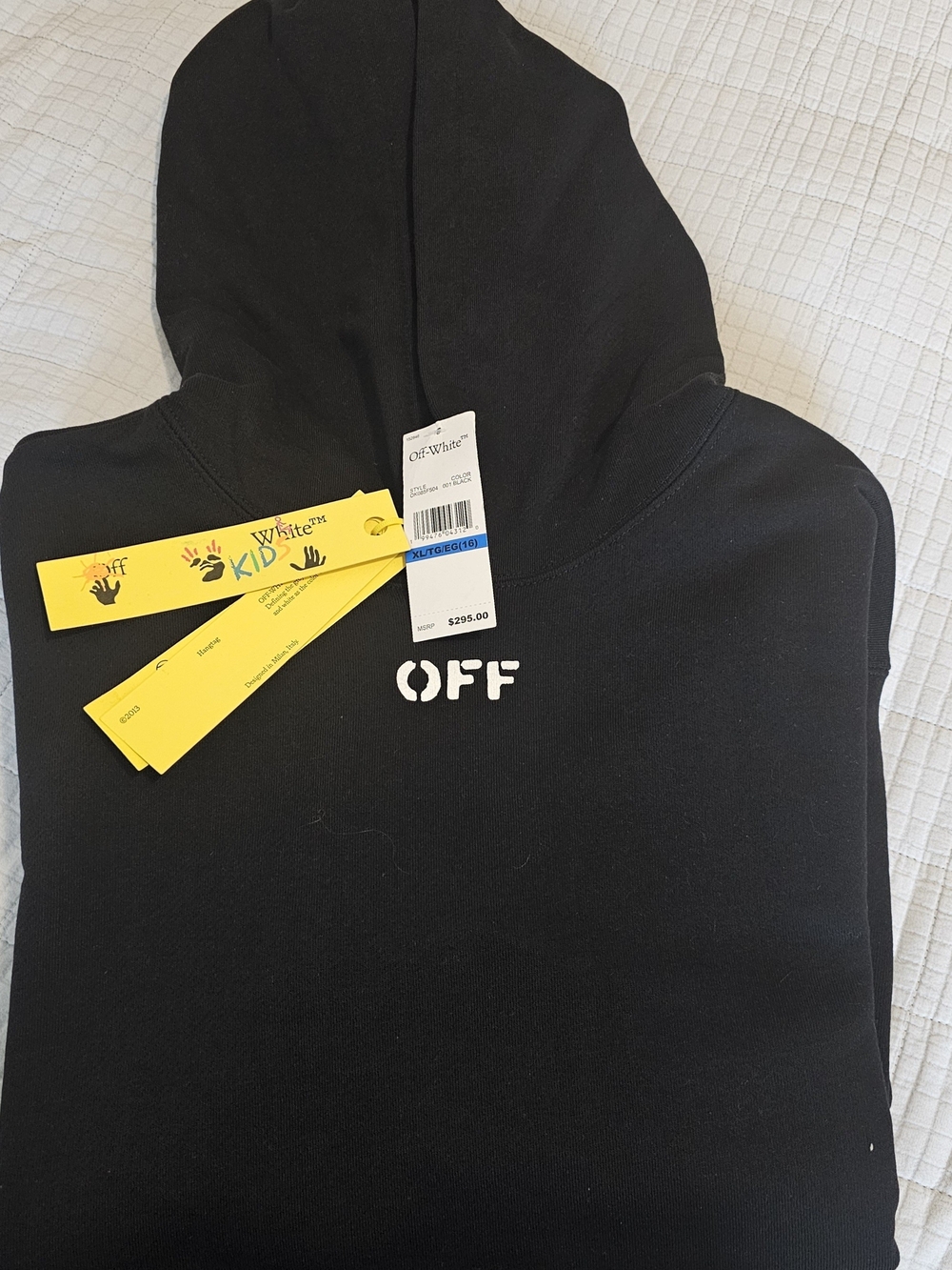 NEW!!!  Youth  SIze XL "Off-White" Brick Arrow Slim Black Hoodie
